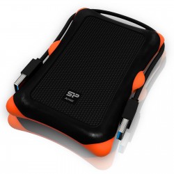 Boîtier externe 2,5 pouces USB 3.0 Silicon Power renforcé avec câble noir/orange